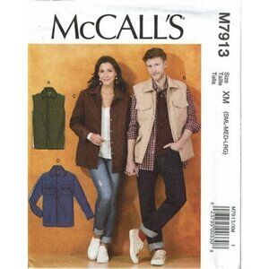 McCalls Sewing Pattern 7913 Adult Jacket Vest Size S-L